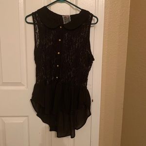 Pan collar lace peplum top